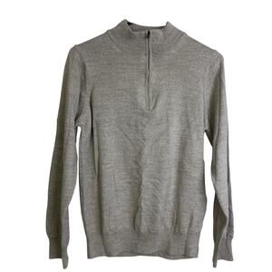 Elleme Made In Italy Sweater Womens S/M Greige Pullover 1/4 Zip Long Sleeve Knit